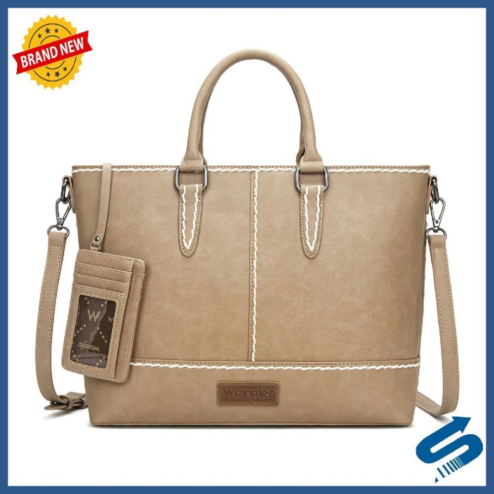 Spacious PU Leather Tote Bag with Removable Card Holder & Adjustable Strap - Picture 1 of 8